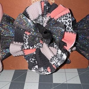 Glittery Black and Pink Hair Bow